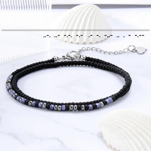 Image of Btysun Inspirational Morse Code Bracelets for Women Men Teen Girl Gifts Best Friend Birthday Gifts for Him Her Adjustable Layered Secret Message Sister Bff Girfriend Sister Christmas Jewelry