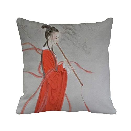 Coussin flûte carré en polyester rouge 45x45 cm pour canapé