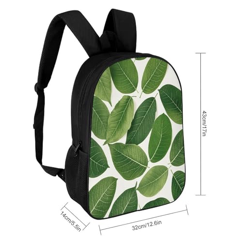 17 Inch Backpack Green Leaf Texture Print Travel Dayback Shoulder Back Pack Carry On Backpack with Adjustable Shoulder Straps2