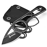 NEDFOSS Neck Knife Messer, EDC Taschenmesser, Mini Survival Outdoor Messer, inklusive Kydex Scheide und Kugel Halskette zum umhängen