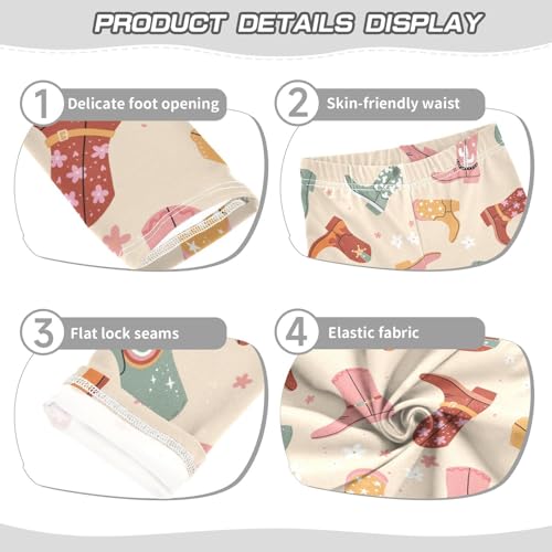 Lovely Cowboy Boots Girls Leggings,Workout Leggings for Girls Toddler Athletic Leggings Size for 3-10T3