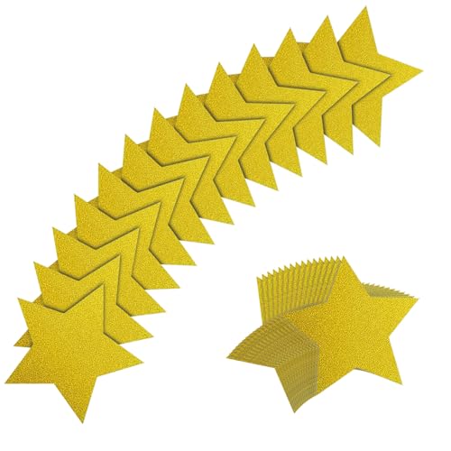 60 Stück Glitzerstern-Ausschnitte 15 cm, doppelt bedruckte Pappsterne zum Basteln, beschreibbare Papierstern-Ausschnitte, große Stern-Dekorationen, Konfetti-Versorgung für Pinnwand, Klassenzimmer,
