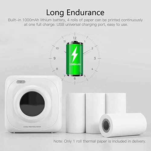 Bisofice PAPERANG P1 Mini Fotodrucker Taschendrucker BT Wireless Thermodrucker Tragbarer Drucker 200 dpi für Foto Bild Empfangsnotiz Hinweis Etikettenaufkleber Kompatibel mit Android iOS Windows