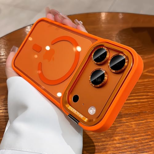 Étui photo iPhone 17 Pro Max orange pour photographe nomade avec dragonne