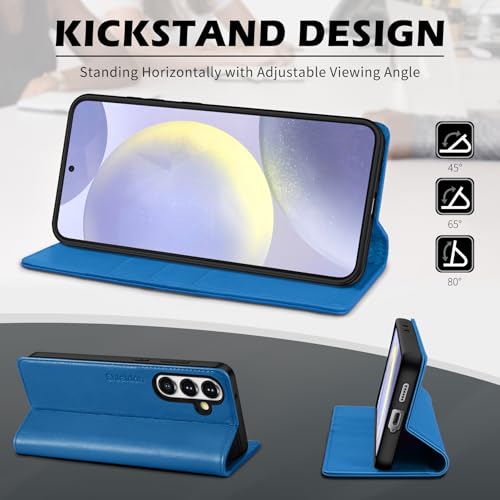 SHIELDON Case for Galaxy S25+ 6.7", Genuine Leather Wallet RFID Blocking Card Holder Kickstand Magnetic Shock Absorbing Protective Case Compatible with Galaxy S25 Plus 2025 - Nappa Sapphire Blue - Thumbnail 5
