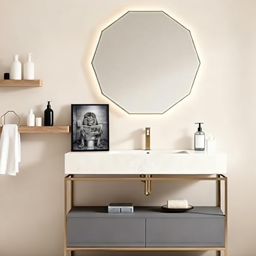 WRFON Framed Lion Bathroom Wall Art, Funny Lion Reading Newspaper on Toilet Bathroom Artwork, Black and White Animal Canvas Wall Painting, Modern Farmhouse Decoration for Home Decor, 8" W x 10" L - 3