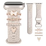 Abalorios para Apple Watch Band de 40 mm, 45 mm, 38 mm, 41 mm, 44 mm, 42 mm, 49 mm, para mujer, joyería de metal con diamantes decorativos para iWatch Series 9, 8, 7, 6, 5, 4, 3 SE, Galaxy Watch