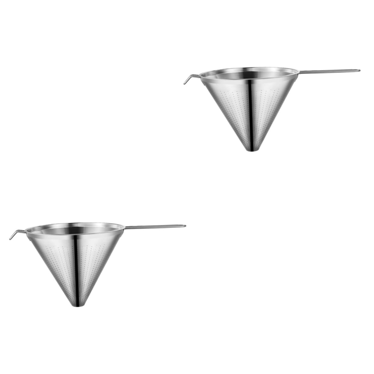 Uonlytech 2pcs Stainless Steel Funnel for Coffee Tea Kitchen Strainer Reusable Washable for Pouring Filtering Wide Mouth Design