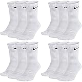 Nike Socken Herren Damen Lang Weiß Grau Schwarz Tennissocken 12 Paar Sportsocken Sparset Größe 34 36 38 40 42 44 46 48 50, Größe:42-46, Farbcode + Farbe:A40 12 Paar weiss