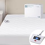 Sealy 3M Scotchgard Heated Mattress Pad | Quilted Cotton Electric Bed Warmer with 10 Heat Setting Controller | 1-12 Hours Auto Shut Off | 15" Deep All Around Elastic Pocket, Twin