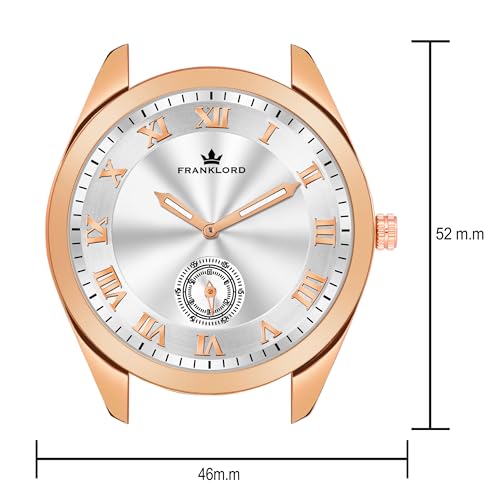 Image of Franklord Marcus Side Second Series Analog Watch for Men's | Watch for Men's Round Dial Brown Coloured Leather Strap | Day & Date Functioning Premium Wrist Watch for Men's