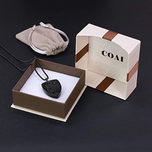 COAI Religious Jewelry St Michael Obsidian Stone Pendant Necklace