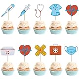 Gyufise 36Pcs Nurse Cupcake Toppers Nursing School Graduation Cupcake Picks for Medical Rn Nurse Grad Themed Birthday Party Cake Decorations Supplies