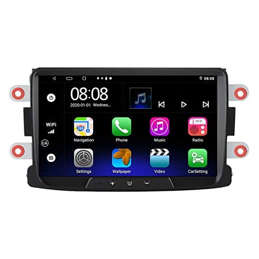 EZoneTronics Android 10,1 bilradio stereo 8 tum pekskärm GPS navigering wifi bluetooth USB-spelare stöd Carplay AM FM RDS 2G RAM + 32G ROM för Renault Dacia Sandero Duster Logan Dokker