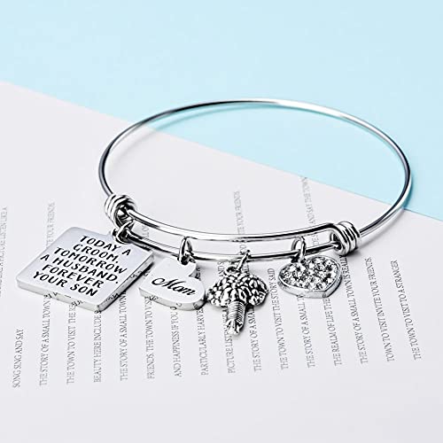 Miss Pink Mother Of The Groom Gifts Today A Groom Tomorrow A Husband Forever Your Son Bangle Bracelet Wedding Mothers Day Jewelry From Son #TOP1
