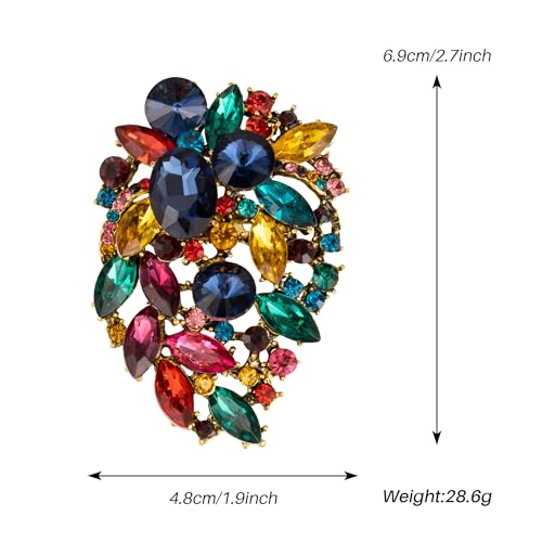 Image of SELOVO Rhinestone Statement Brooch Pin Flower Dress Accessory