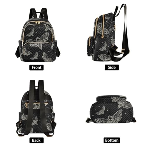 Image of Mini Backpack Gothic Skull Butterfly Moth Fashion Backpack Purse for Women,Handbag Shoulder Bag Casual Daypack, Ladies Gift for College Work (S)