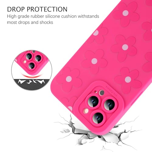Image of ZIYE for iPhone 12 Pro Max Case Hot Pink Flower Pattern Phone Case