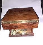 Brújula telescópica de latón macizo con caja de madera, 10 cm aprox