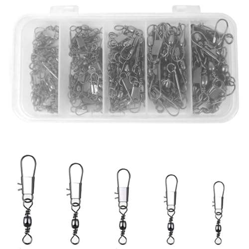 Image of 100 Pcs Fishing Rolling Ball Bearing Barrel Swivel, Corrosion Resistant Fishings Accessories for Various Fish Species, Suitable for Different Fishing Conditions and Quick Tackle Changes