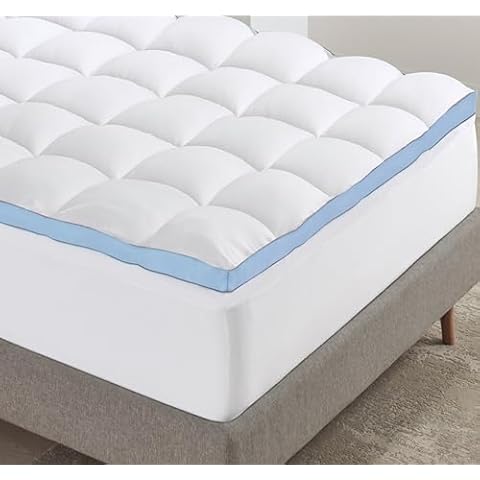 California Design Den Queen Mattress Topper, Thick Cooling Pillow Top Mattress Topper Queen for Restful Sleep, 900 GSM Fill, Breathable & Gentle on Skin Cover
