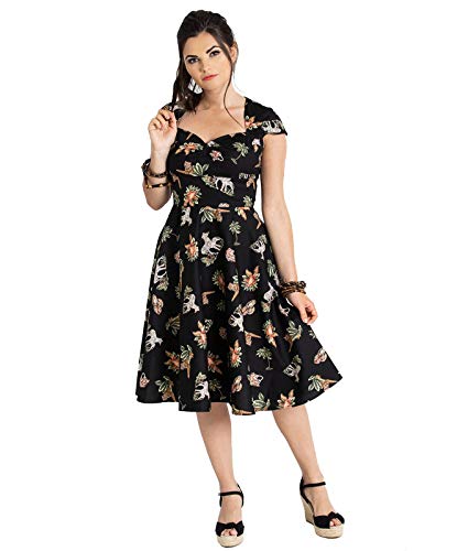 Preisvergleich Produktbild Hell Bunny Damen 50er Jahre Kleid Messina (Schwarz, M)
