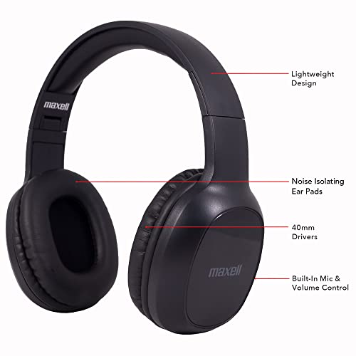 Maxell 199793 Bass 13 Bluetooth On-Ear Headphones With Microphone, Black #TOP5