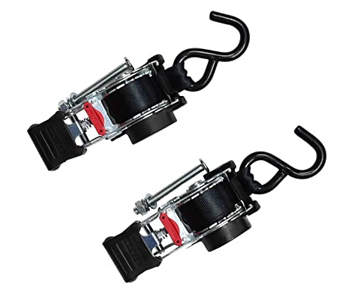 Mytee Products 4 Pack 1'' X 5' Bolt On Retractable Ratchet Straps For Cargo - Coated S Hook Auto Retract Ratchet Straps - Self Ratcheting Strap For Boat Tie Down To Trailer & Jet Ski, Atvs, Bikes #TOP6