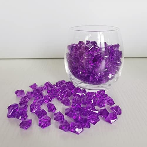 Acrylic Ice Cubes Clear Rocks Plastic Diamonds Vase Centerpiece ，Vase Fillers, Event, Wedding, Arts & Crafts, Birthday Decoration Favor (Purple)