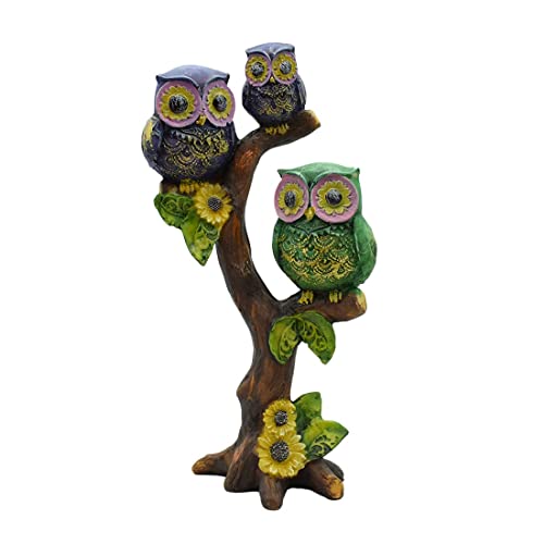 Image of PujaNPujari The Owl Family Showpiece Idol Sitting on Tree for Home and Office Decor