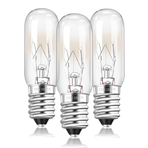 3 Pack 15W T18 E14 Mini Wax Warmer Light Bulb, Scentsy Wax Burner Bulbs Dimmable, Warm White 2700K, Small Edison Screw SES Salt Lamp Bulbs 230V, Pygmy Bulb for Plug in Wax Melt Burner