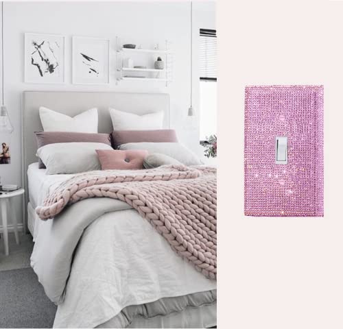 Image of Shiny Pink Rhinestones Wall Plates Light Switch Decorative Cover Plate Single Toggle Rhinestones Outlet Covers Wall Plate Decorative