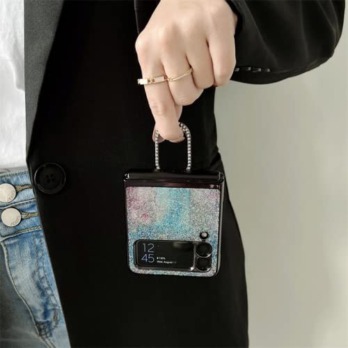 Capa para Samsung Galaxy Z Flip 3 5G, diamante brilhante com anel de metal de luxo e capa protetora