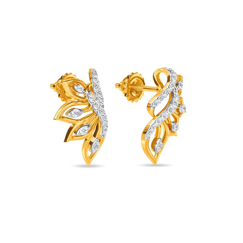 Image of KISNA JEWELS 14KT|18KT BIS Hallmark Pure Gold and Diamond Danglers Earrings For Women with Screw Back clouser