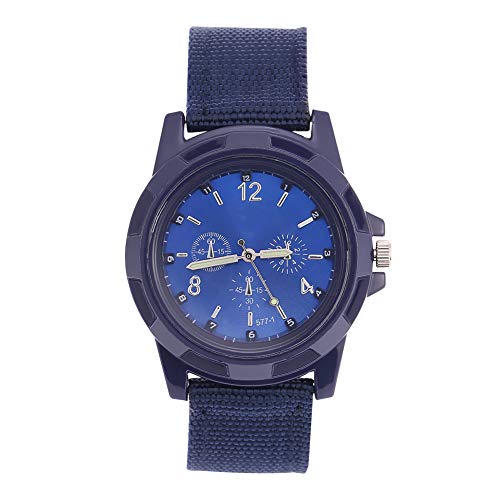 Sports Watch, Military sty1e Round Analog Wristwatch, watertight Sport Watches with for long-lasting Nylon Strap Electronic Movement for Accurate Timekeeping(blue)2