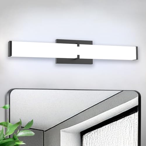 NOVELUX Bathroom Vanity Light with Night Light Cool White 5700K Black Modern Matte Bathroom Lighting Fixtures; 24 Inch IP44 25W Equivalent to Incandescent 250W for Over Mirror Vanity Light ETL Listed by NOVELUX - Used condition - US$41.49