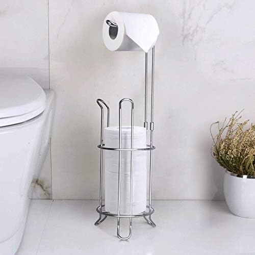 Ulable Toilet Paper Holder Toilet Roll Stand Free Standing for Bathroom, Holds 4 Paper Rolls 23.23 x 6.29 in (Silver)