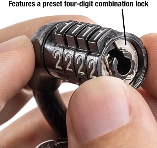 Master Lock Bike Lock Cable with Combination 4ft Black Bicycle Lock with Vinyl Coating 8143D - 1