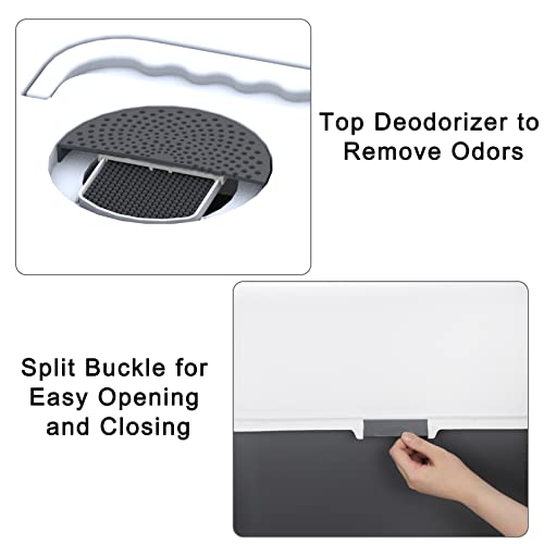 Sfozstra Cat Litter Box With Pedal, Fully Enclosed Leak-Proof Urine Litter Box, High Edge And Odorless Cat Litter Box, Easy To Carry And Clean (Grey With Handle, L) #TOP6