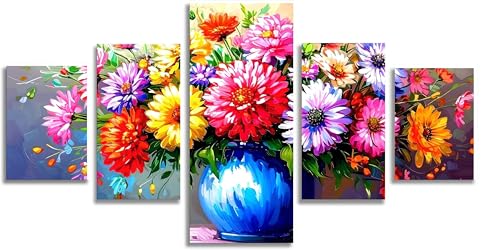 Diamant Painting pour Salon Chic | Grand Kit Broderie Diamant 5 Pièces Bouquet Coloré F562
