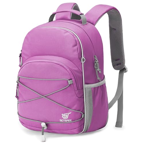 SKYSPER Rucksack Kinder 12L, Wanderrucksack ab 6-10 Jahre, Kindergartenrucksack Schulrucksack mit Brustgurt für Brotdose, Kindergarten, Schule, Ausflüge und Wanderungen,Lila