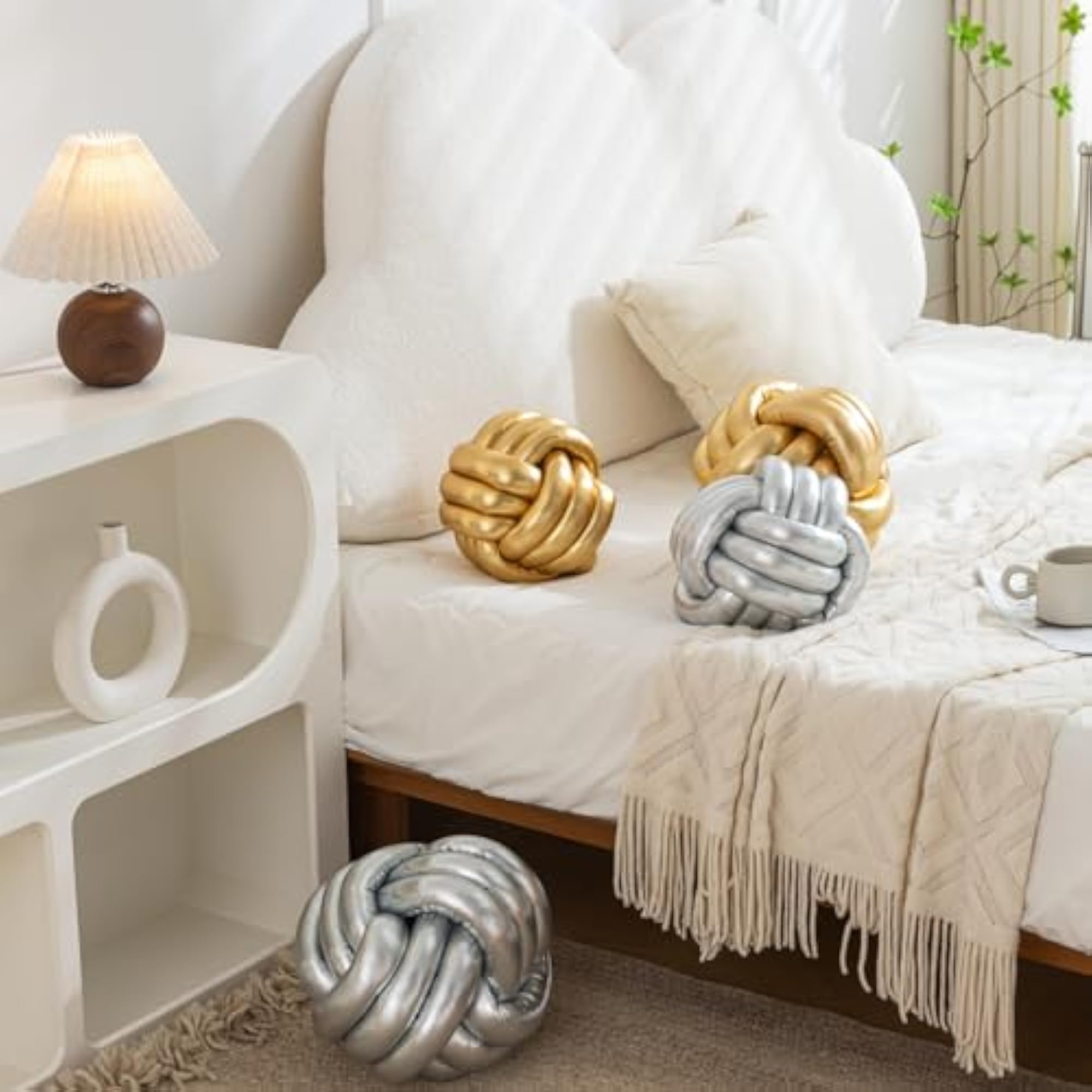 Handmade Round Knot Ball Pillow Plush Pillow Knotted