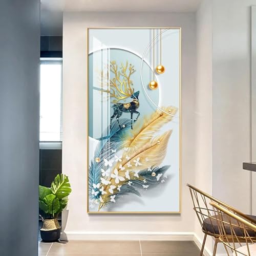 Toile peinture décorative de luxe nordique poésie de plumes