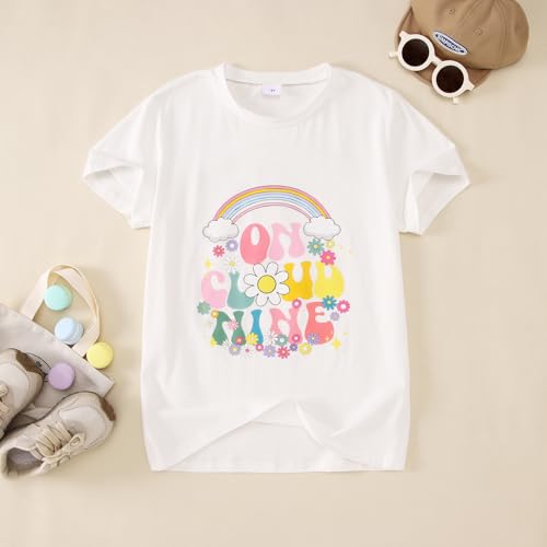 On Cloud Nine Birthday Girl Shirt 9th Girls Birthday Outfits Rainbow Kids 9 Year Old Tshirt Birthday Party Tee Tops2