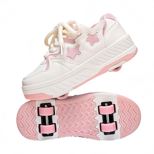 ENEN Zapatillas con Ruedas Niña Niños, Transpirable Zapatos con Ruedas para Niñas Niño, 2025 Verano Zapatillas Patines, Multifuncionales Bambas 30-40 EU (Rosa,32)