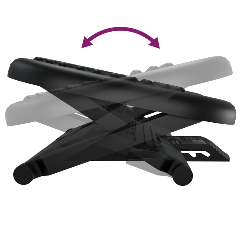Ergonomische Fußstütze Schwarz 46x34,5x11 cm aus HIPS mit Massagefläche und 3-Fach höhenverstellbarem Design für Büro und Zuhause zur Entlastung von Beinen, Hüfte und Rücken