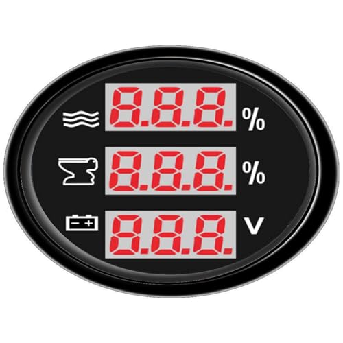 デジタル 52MM ゲージ 3 in 1 多機能 タコメーター/水温/油圧/電圧計/燃料レベルゲージ 車 ボート 簡単なインストール(U)