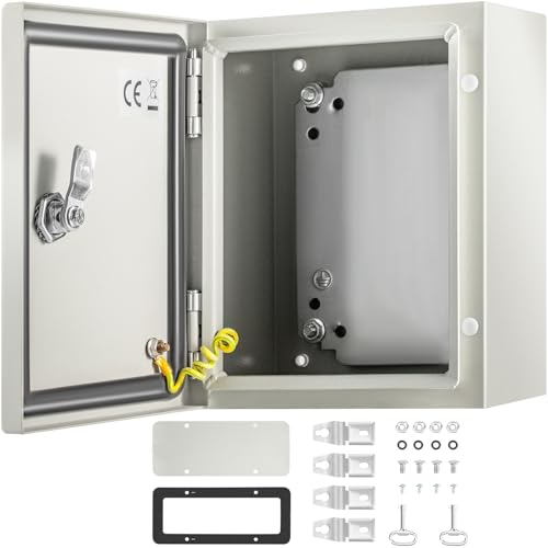 VEVOR NEMA Steel Enclosure, 10" x 8" x 6" NEMA 4X Steel Electrical Box,IP66 Waterproof & Dustproof,Outdoor/Indoor Electrical Junction Box,with Mounting Plate by VEVOR - Used condition - US$30.04