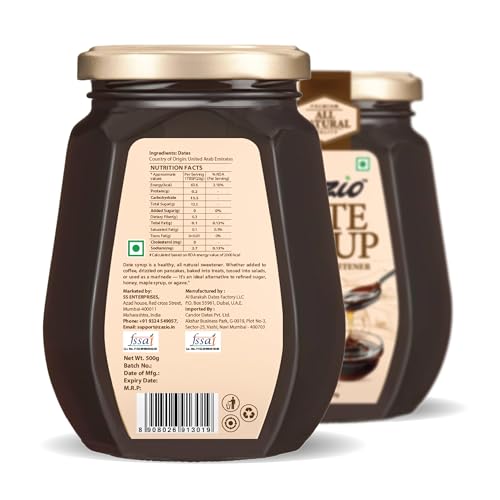 Image of Zazio Date Syrup 500GX2 | Natural Sweetener for Desserts, Pancakes & Baking | No Added Sugar | Healthy & Delicious,Made in UAE (Pack Of 2)