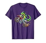 Funny Dirt Bike For Men Boys Kids Dinosaur Motorcycle Riding T-Shirt